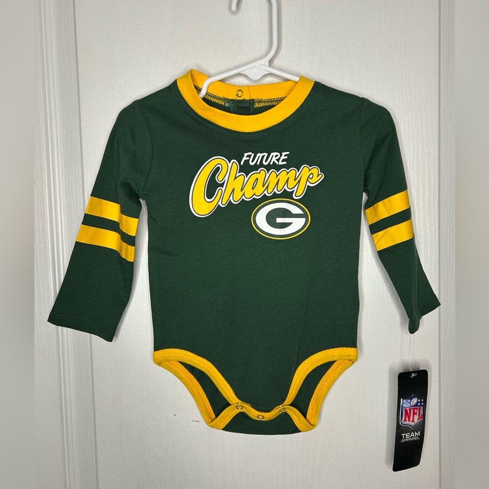 NWT Green Bay Packers Jersey Bodysuit 12 Months Baby Boy Crew Neck Future Champ